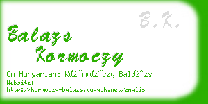 balazs kormoczy business card